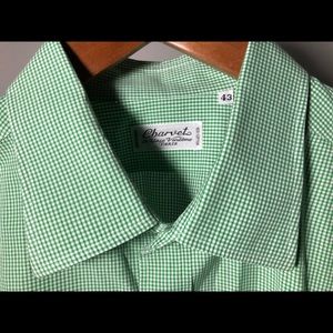 Charvet Dress Shirt Green White Check France Sz 43